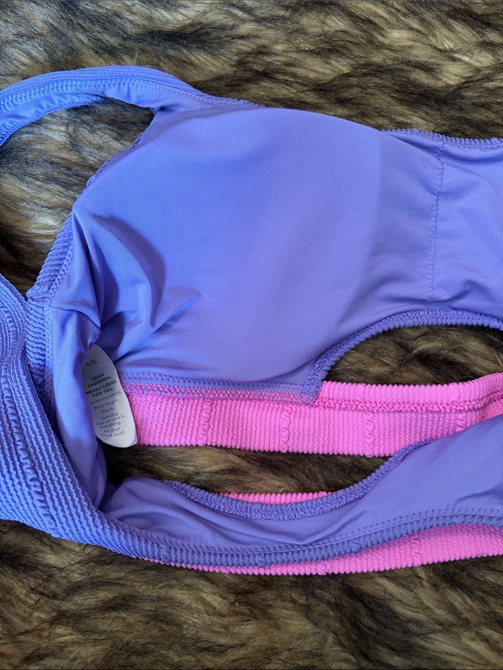Aerie Lavender Ribbed Scoop Sports Bra with Pink Band Size XL